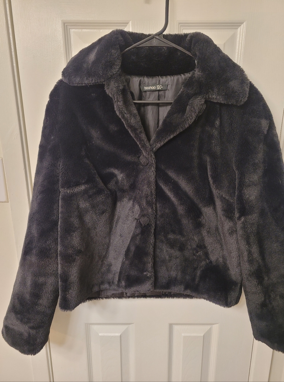 Boohoo Black Faux Fur Teddy Jacket Medium